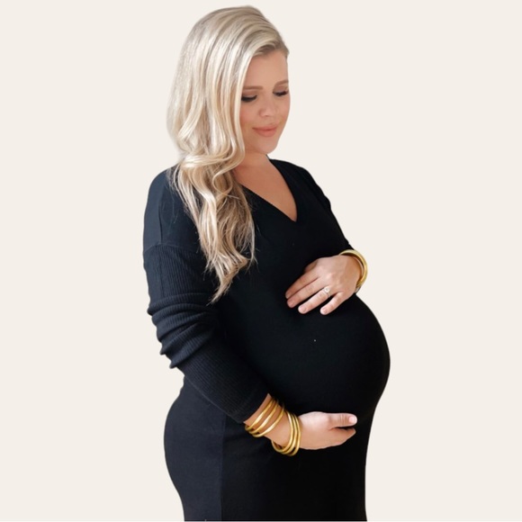 GAP Maternity Black Long Sleeve V-Neck Dress - Picture 6 of 6